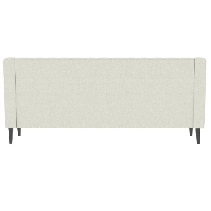Beige Polyester 3-seater Sofa with Tufted Backrest