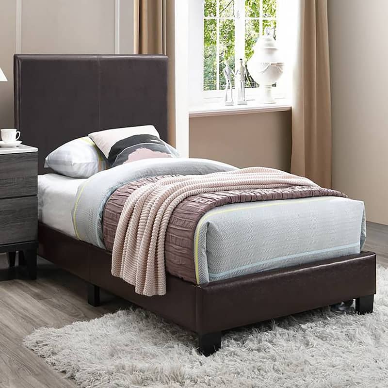 Faux Leather Upholstered Bed in Brown