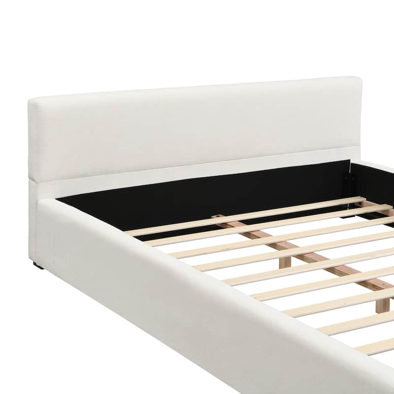 Christopher Knight Home-Zenobia Wide-Edge Polyester Upholstered Bed with Headboard