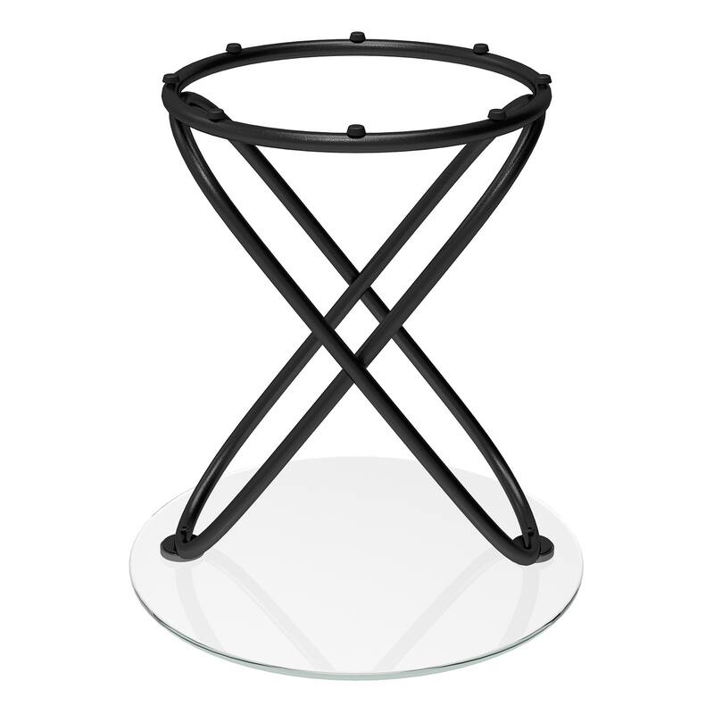 Tempered Glass Round Side/End Table with Metal Legs - 19.7"Dia Top x 21.7"H x 15.6"Dia Base