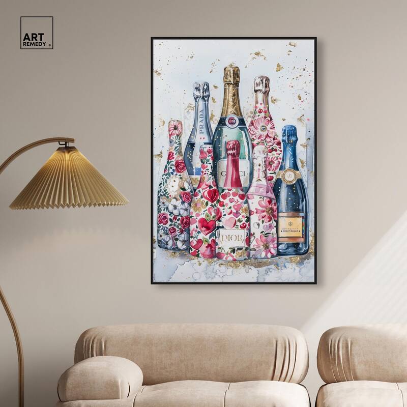 Intricate Floral Champagne Canvas by Art Remedy