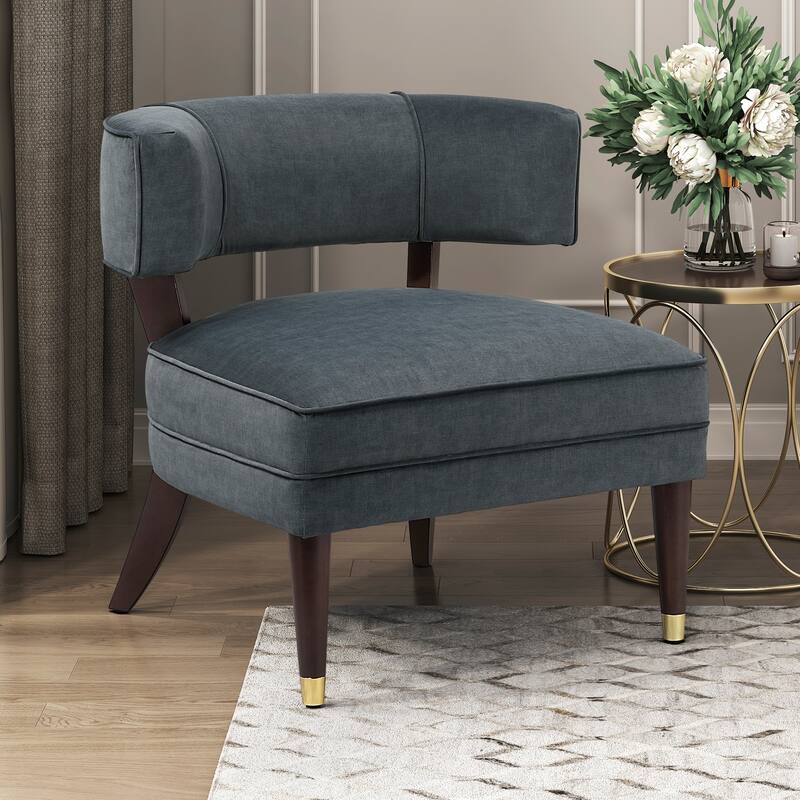 Crest 31.5" Velvet Accent Chair - Espresso Finish Solid Wood Legs
