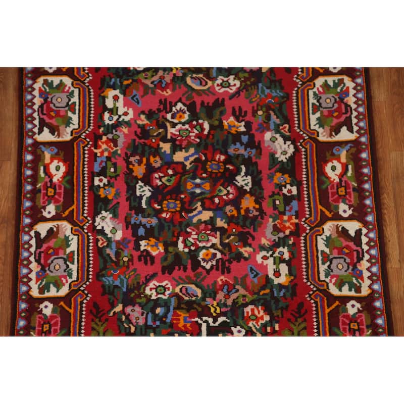 Hand Knotted Oriental 100% Wool Carpet Traditional Floral Pink Bakhtiari Area Rug - 5' 3'' X 3' 7''