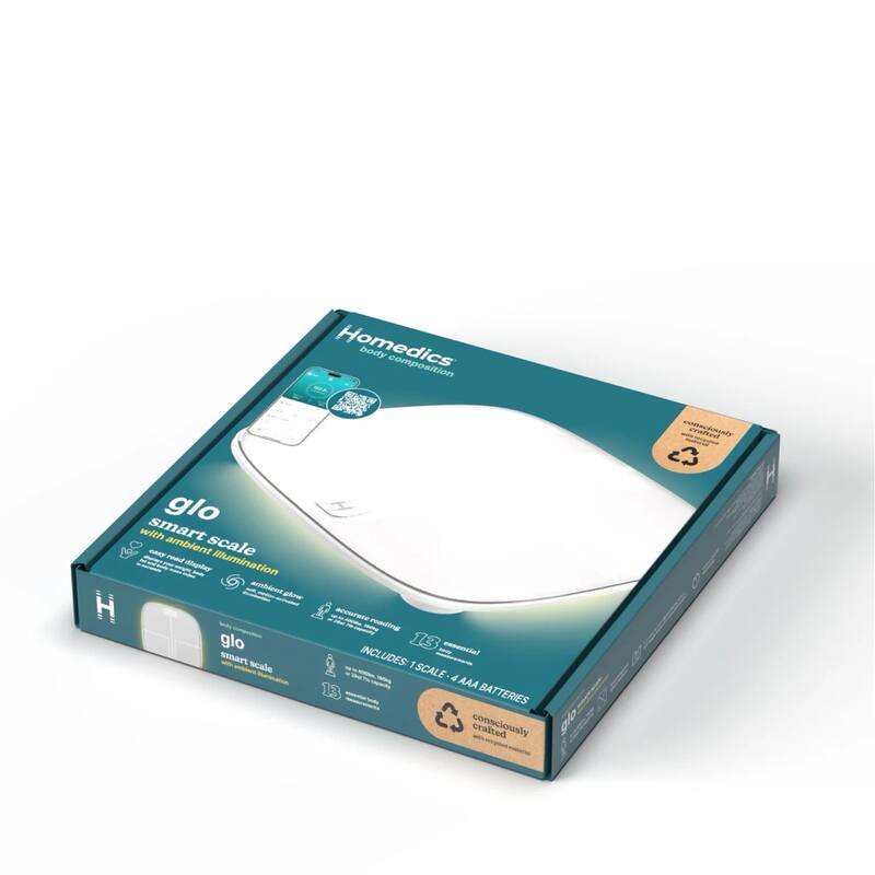 Homedics Luxe Smart Glo™ Bluetooth Body Composition Scale with Ambient Illumination - White