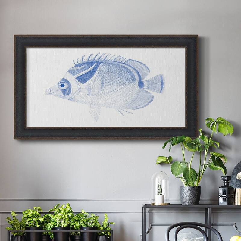 Blue & White Tropical Fish IV Premium Framed Canvas- Ready to Hang