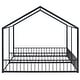 preview thumbnail 4 of 15, Metal Twin Size House Platform Kids Beds Frame, 2-in-1 Design with Guardrails, Black