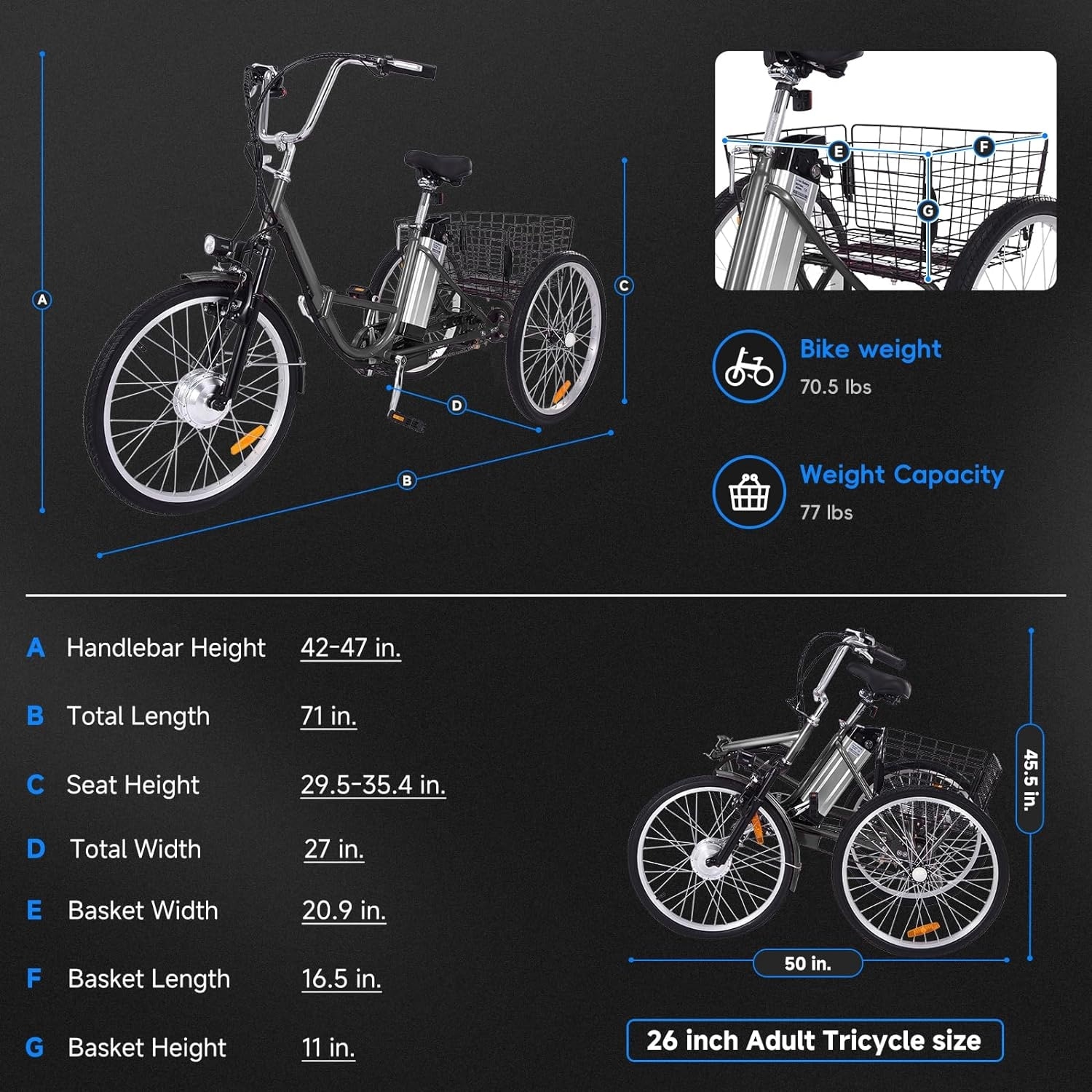 36V Folding Electric Tricycle for Adults 3 Wheel Electric Bicycle with Basket 250W Brushless Motor On Sale Bed Bath Beyond 40663514