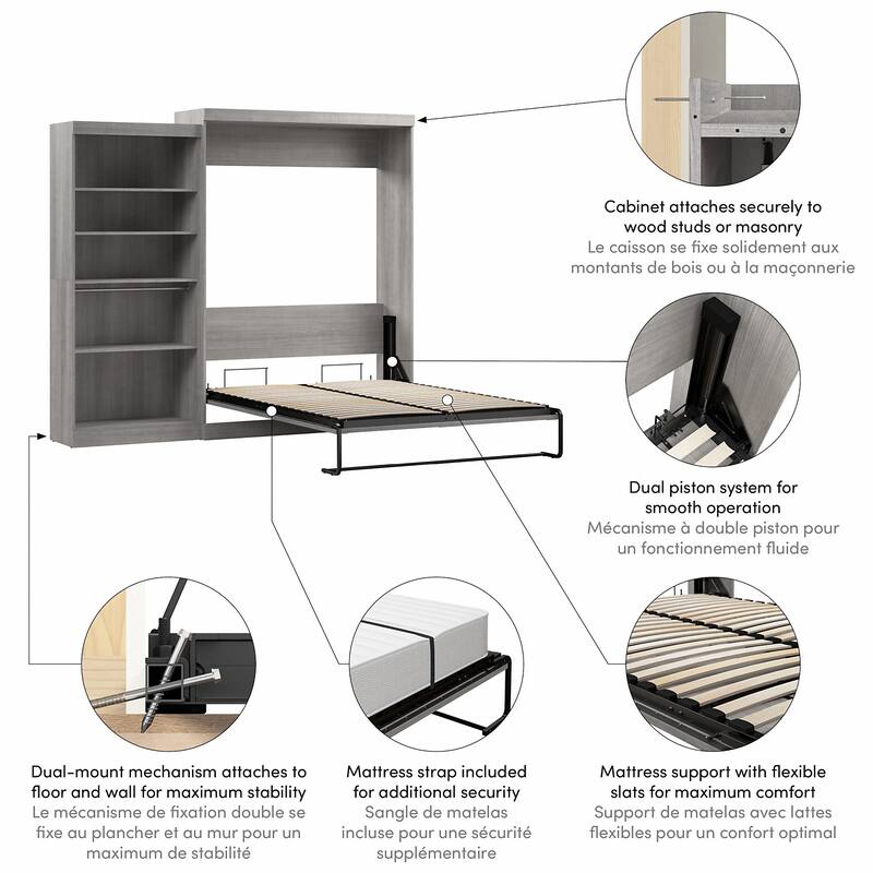 Pur Queen Murphy Bed with Closet Organizer (101W) by Bestar