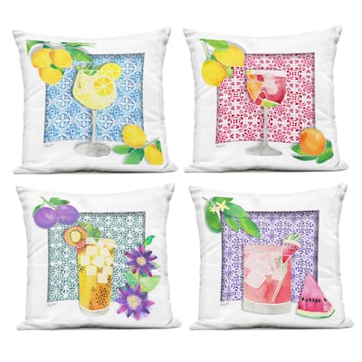 Stupell Mediterranean Mixed Drinks Printed Outdoor Throw Pillow Design by Hillary Holt (Set of 4)