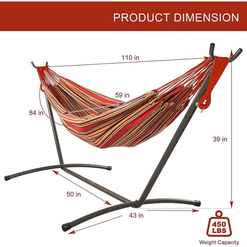 Double Cotton Hammock with Space Saving Steel Stand