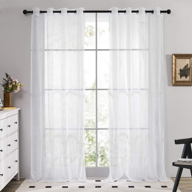 Grommet Sheer Curtain for Living Room 2 Panels - 52x72 Inches - White