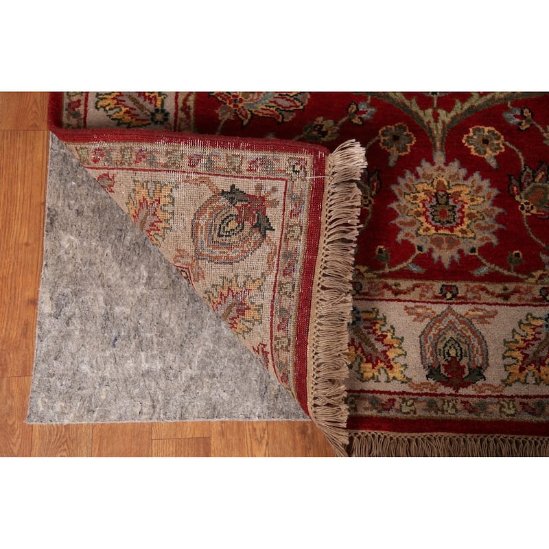 All-Over Floral Red Agra Oriental Area Rug Hand-Knotted Wool Carpet - 4'2"x 6'2"