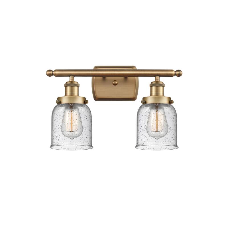 Innovations Lighting Ballston Urban Bell - 2 Light 16" Bath Vanity Light - Brushed Brass/Seedy