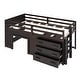 preview thumbnail 20 of 43, Twin Size Low Loft Bed with Drawers, Shelf and Cabinet, Storage Platform Bed, Solid Wood Bed Frame with Ladder and Guardrails