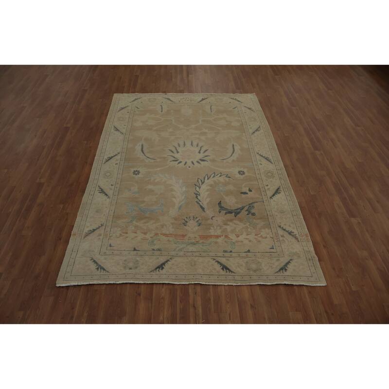 Hand Knotted Oriental 100% Wool Carpet Traditional Floral Brown Ziegler Area Rug - 9' 9'' X 6' 4''
