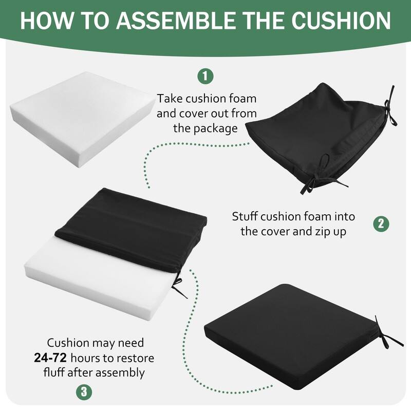 4-Pack Outdoor Chair Cushions – Waterproof, Black, 18.5"x16"