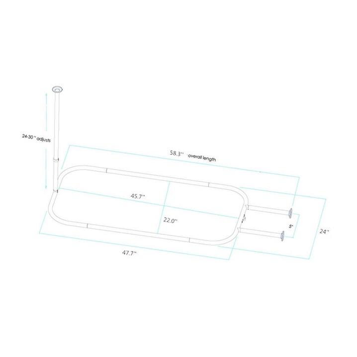 Utopia Alley Rustproof Wall Mounted Aluminum Hoop Shower Rod with white Shower Curtain, 45.7x22"