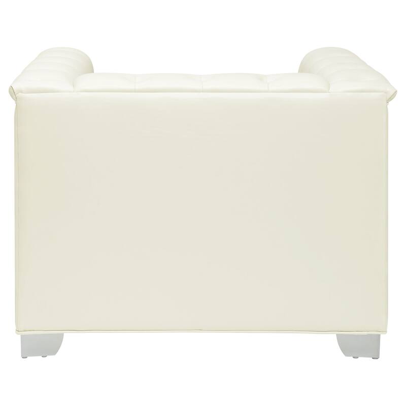 Chaviano Pearl White Upholstered Track Arm Sofa Set