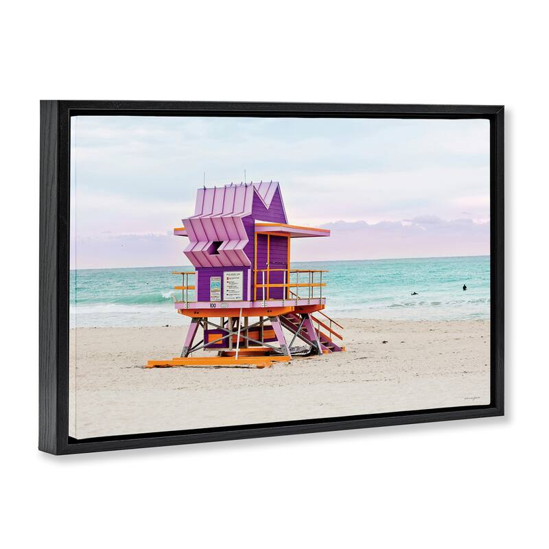Stupell Purple Lifeguard Building Framed Floater Canvas Wall Art Design By Seven Trees Design