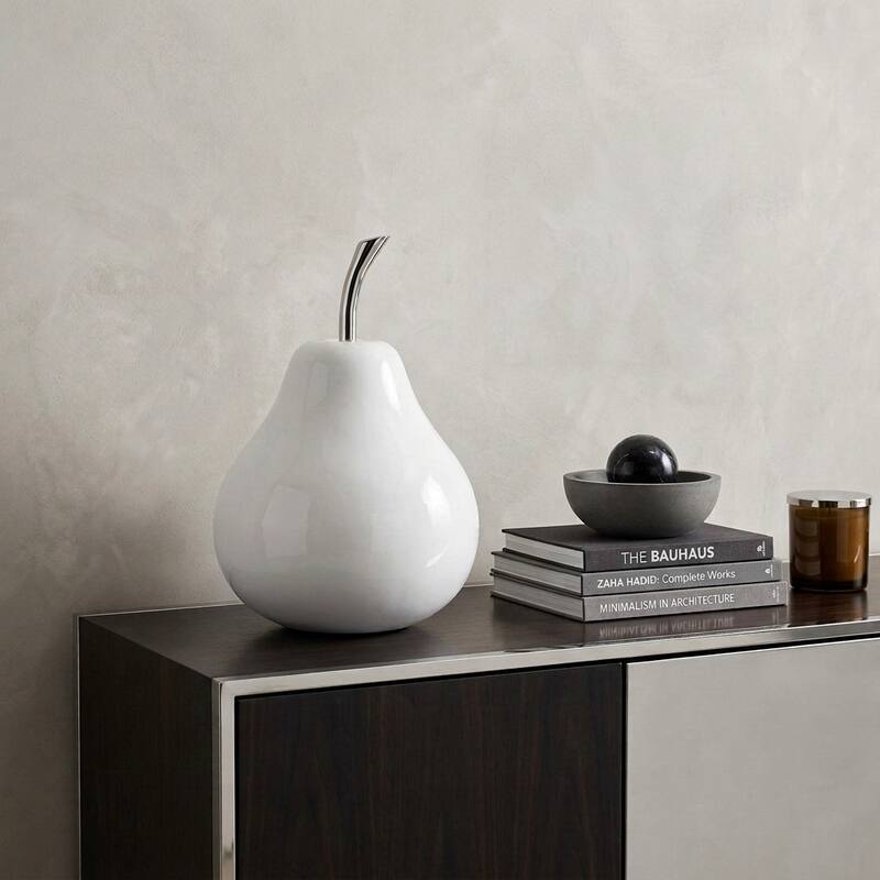 HomeRoots White Jumbo Pear Shaped Aluminum Accent Home Decor - 11' X '16.5' X '11