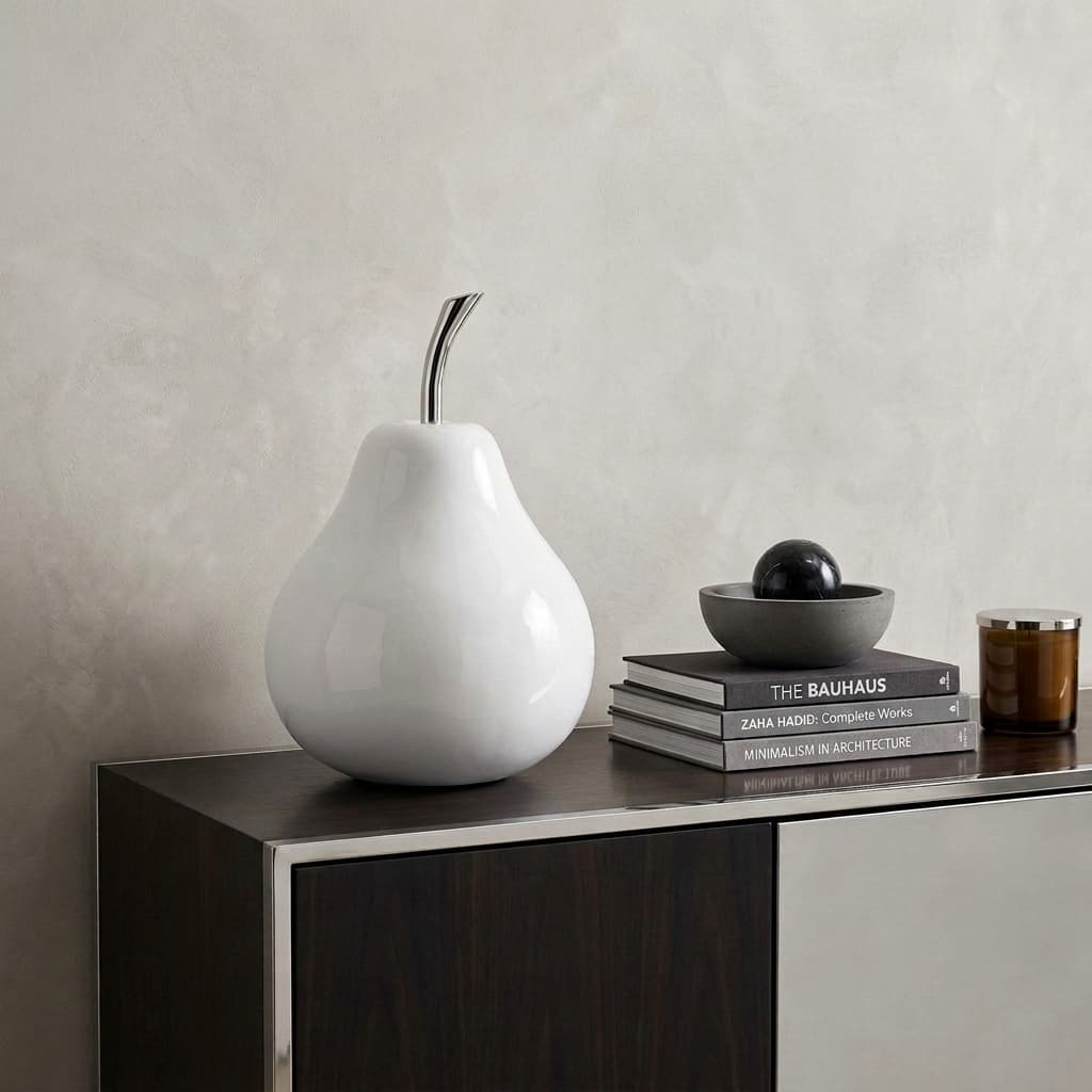 HomeRoots White Jumbo Pear Shaped Aluminum Accent Home Decor - 11' X '16.5' X '11