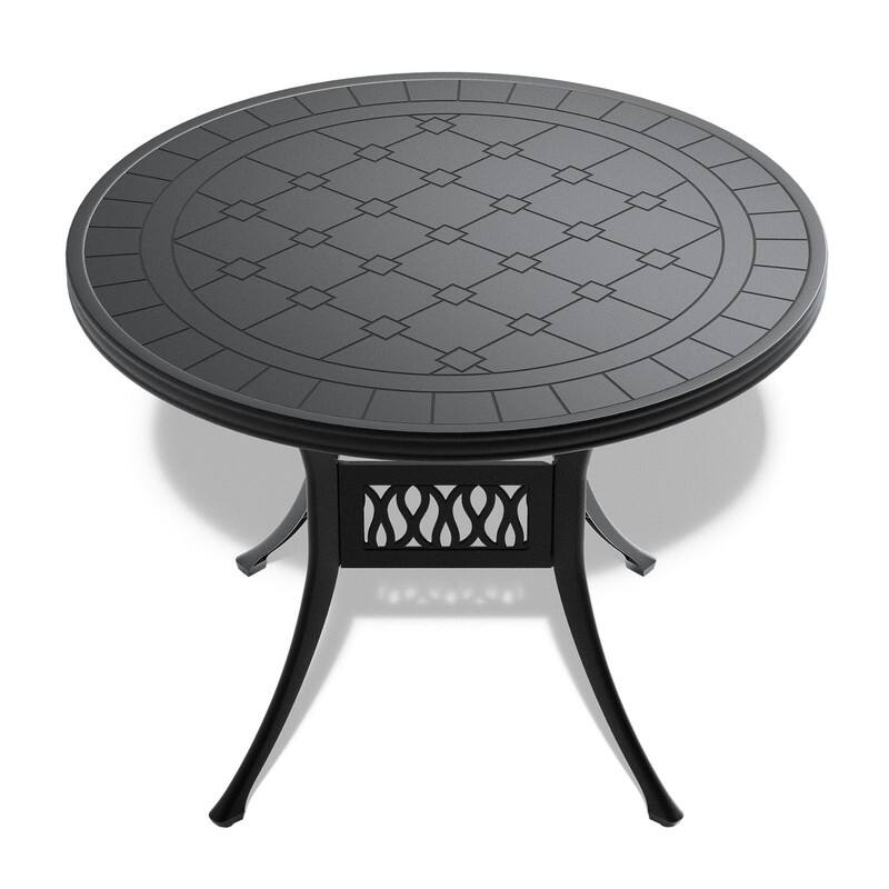 3-Piece Aluminum Round Outdoor Patio Dining Set, 2 Cushioned Swivel Chairs, Table, All-Weather Frames