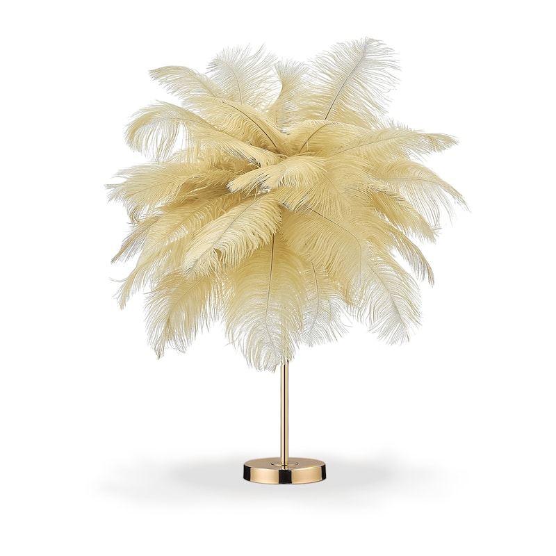 Feather Tripod Table Lamp With LED Bulbs - 23.62'' - Yellow
