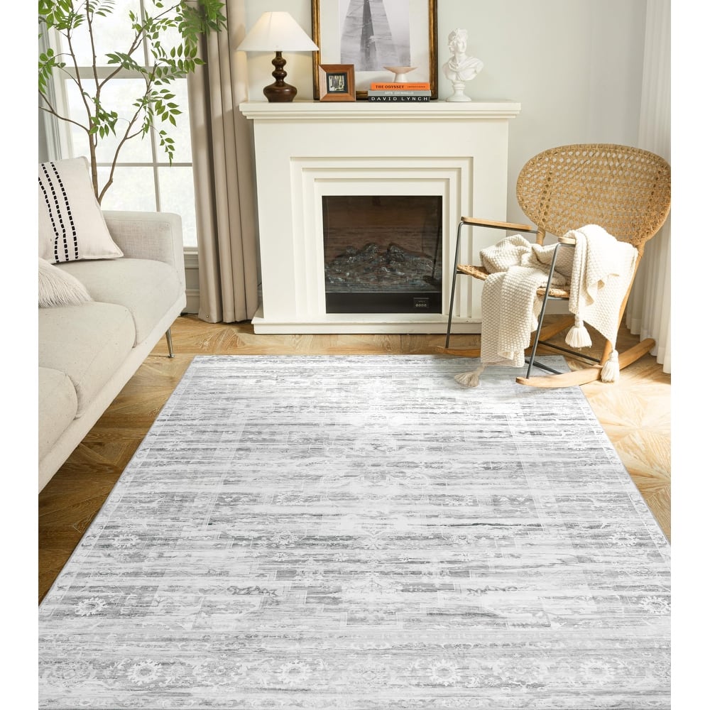 DriftAway Area Rug Washable Rugs for Living Room Non Slip Rubber Backing Low Pile Non Shedding Boho Foldable Vintage Rugs