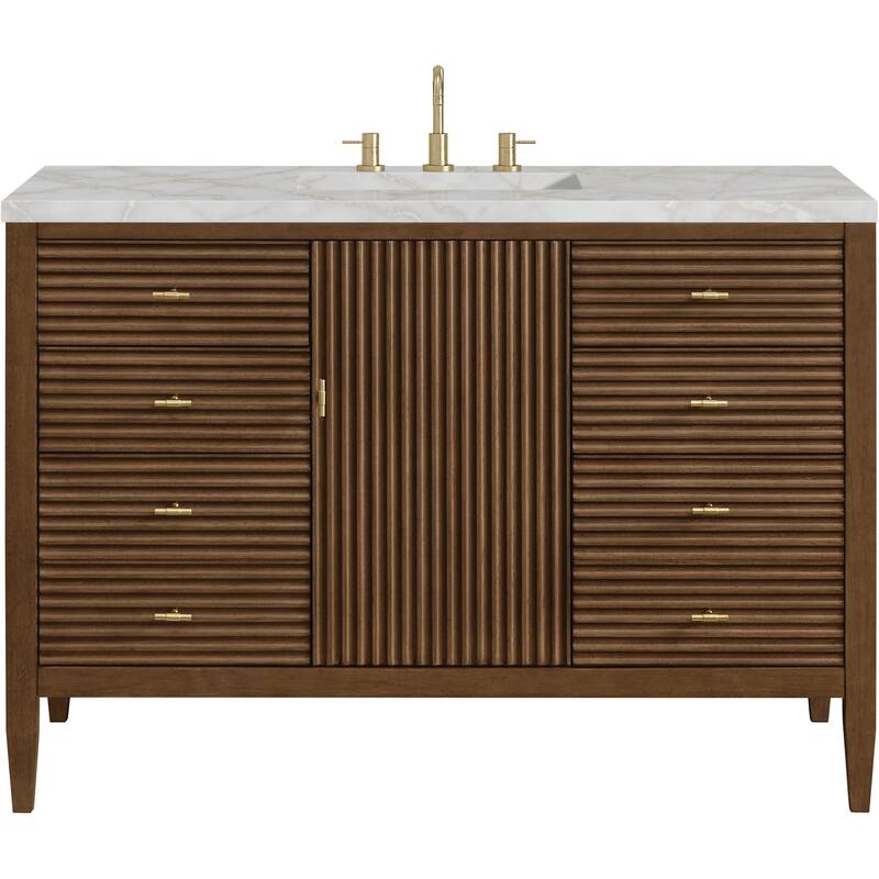 James Martin Vanities 485-V48-FVSL Myrrin 48" Free Standing Single - Mid-Century Walnut - Walnut Finish