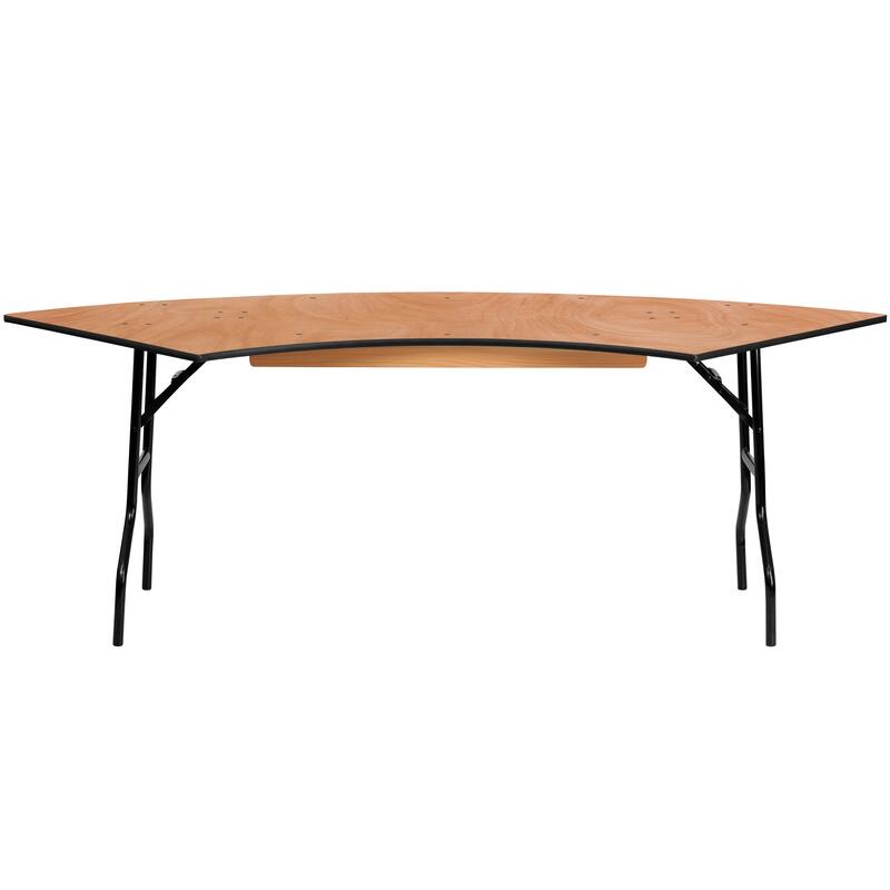 7.25 ft. x 2.5 ft. Serpentine Wood Folding Banquet & Hospitality Table - 30"W x 60"D x 30.25"H - 30"W x 60"D x 30.25"H