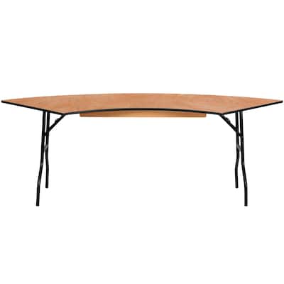 7.25 ft. x 2.5 ft. Serpentine Wood Folding Banquet & Hospitality Table - 30"W x 60"D x 30.25"H - 30"W x 60"D x 30.25"H