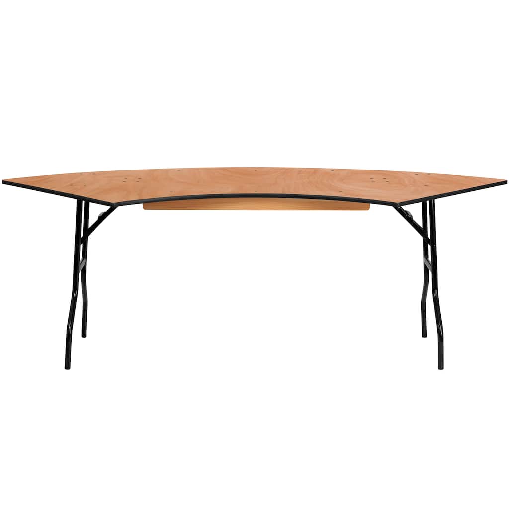 7.25 ft. x 2.5 ft. Serpentine Wood Folding Banquet & Hospitality Table - 30"W x 60"D x 30.25"H - 30"W x 60"D x 30.25"H