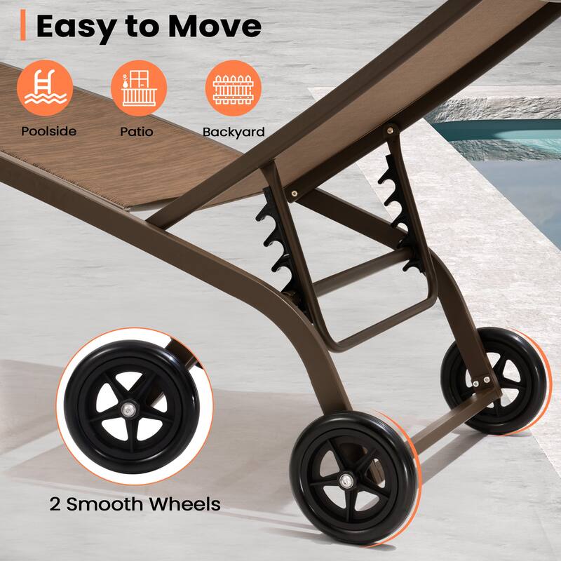 Pellebant Outdoor Patio Chaise Lounge Chairs Set with Side Table - Set of 3