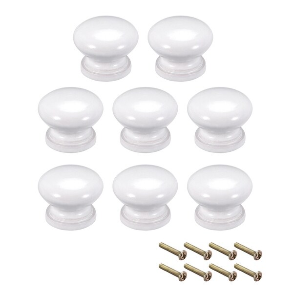 Cabinet Round Pull Knobs 28mm Dia Furniture Bedroom Kitchen White 8pcs - 28mmx23mm(D*H)-8pcs