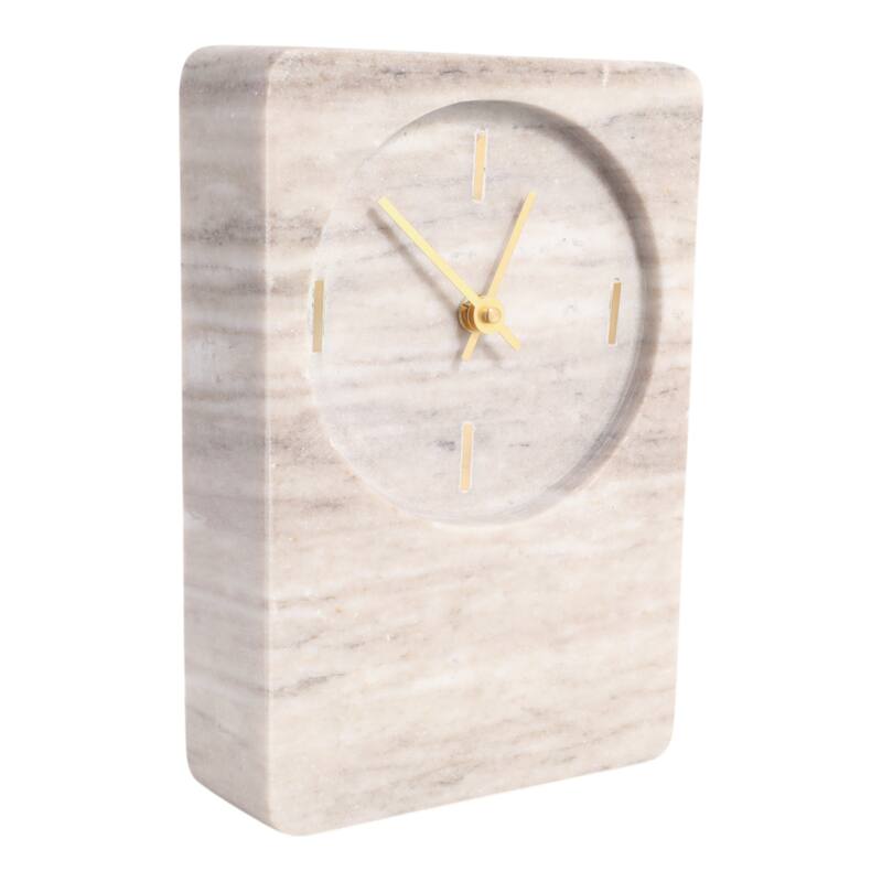 Modern Stone and Marble Clock with Contemporary Design - Beige
