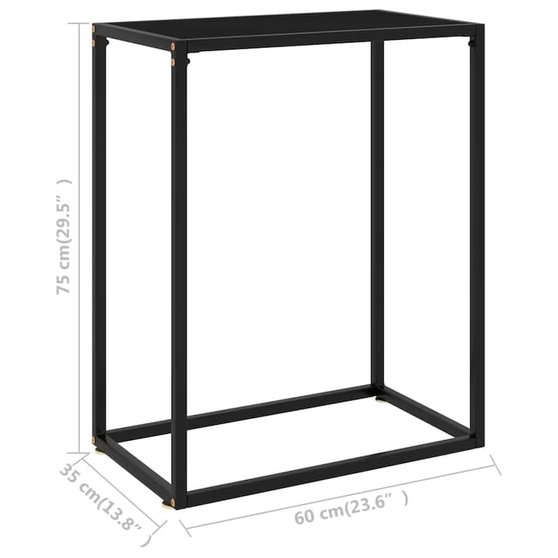 vidaXL Console Table Black 23.6"x13.8"x29.5" Tempered Glass - 23.6" x 13.8" x 29.5"