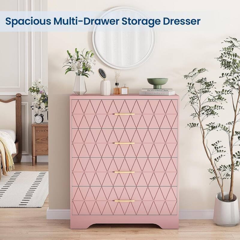 Tall Dresser, Storage Cabinet for Bedroom with 4 Drawers