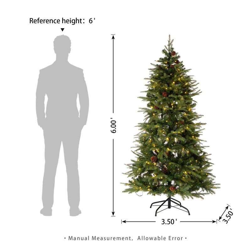 Glitzhome 6FT/7FT Multi-color Lighted Fir Christmas Tree with Remote Controller