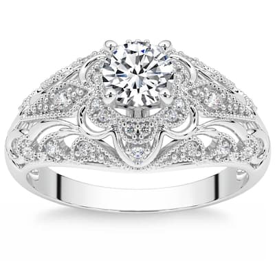 1 1/2Ct Diamond Vintage Engagement Ring Gold Lab Grown