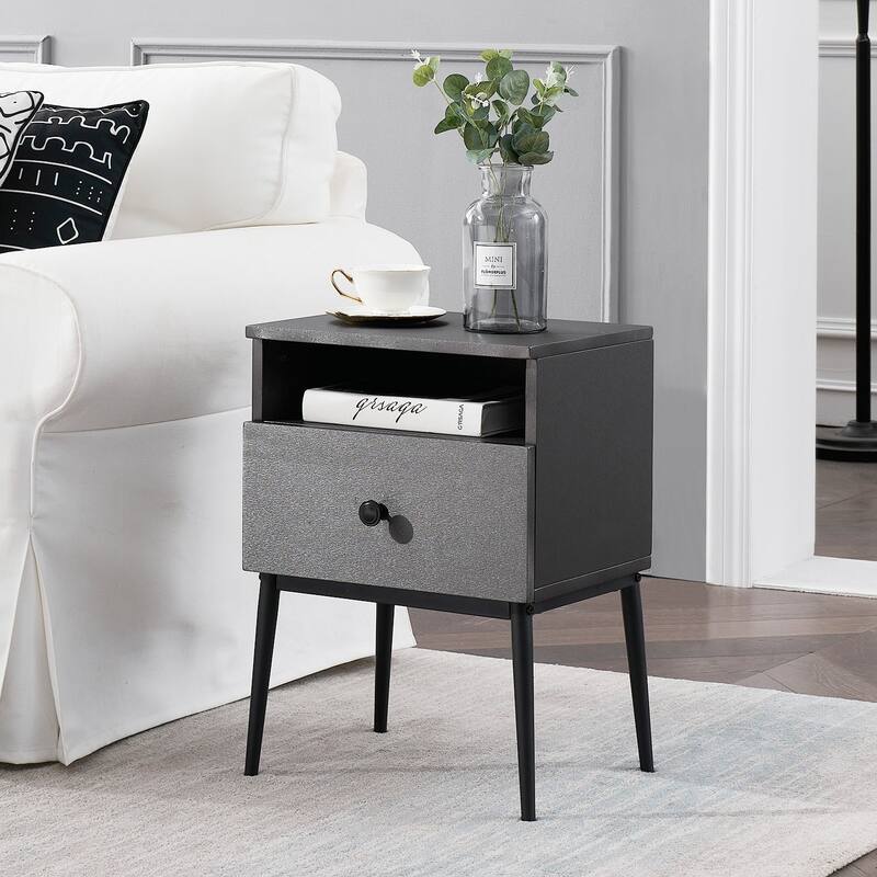 VECELO Modern 1-Drawer Wood Nightstand