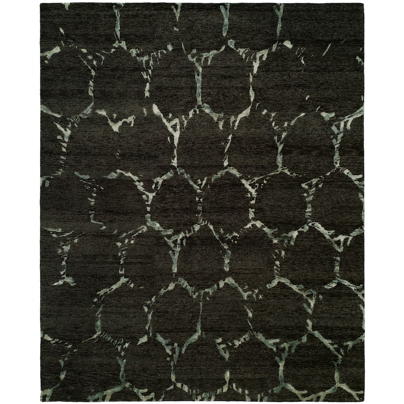 Modern Multi-Colored Hand-Knotted Wool & Viscose Area Rug - 3' x 5' - Multi-Colored