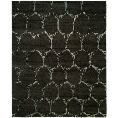 Modern Multi-Colored Hand-Knotted Wool & Viscose Area Rug