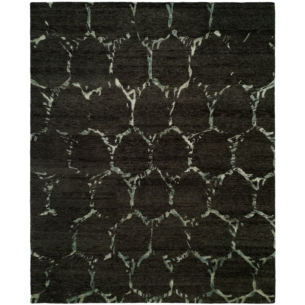 Modern Multi-Colored Hand-Knotted Wool & Viscose Area Rug