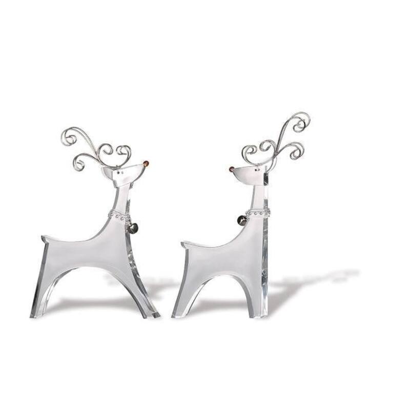 Pack of 8 Clear Icy Crystal Christmas Smooth Deer Figurines 7.5"