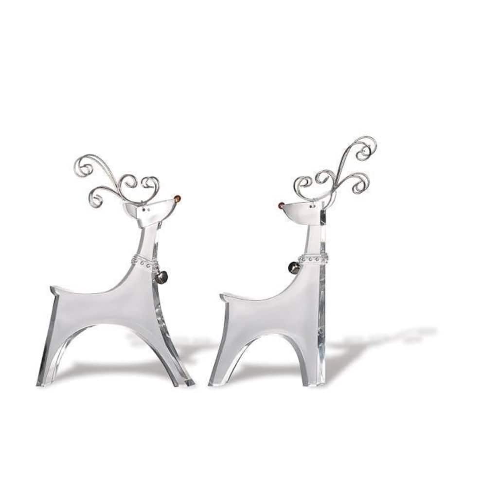 Pack of 8 Clear Icy Crystal Christmas Smooth Deer Figurines 7.5"