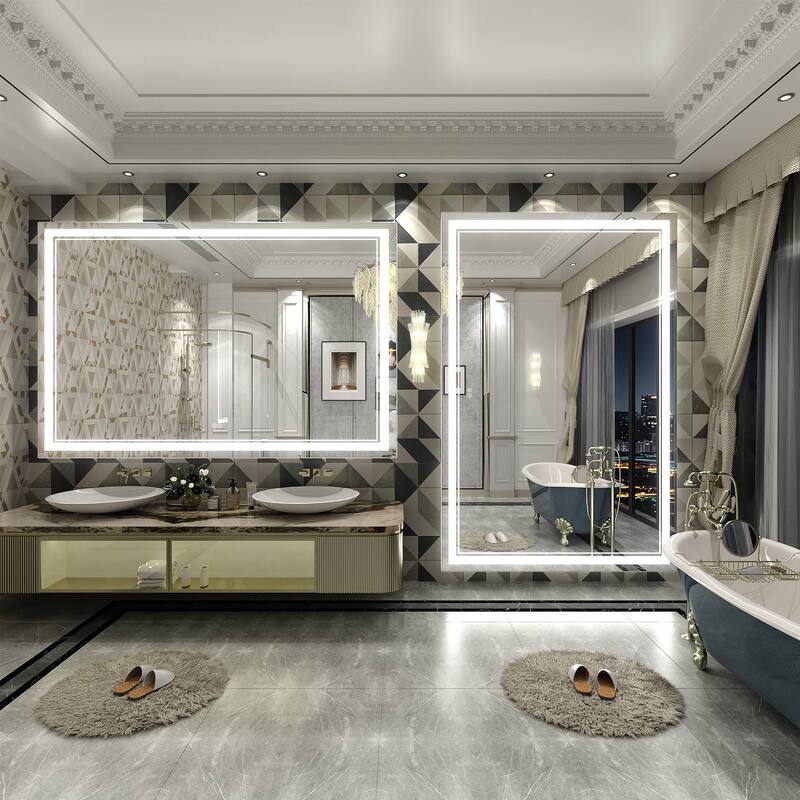 KIOTEE Frameless Front lit LED Lighted Anti-Fog Tempered Glass Bathroom Vanity Mirror with ETL and 3-Year Warranty