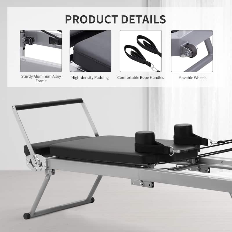 ZENOVA Pilates Reformer，Foldable Pilates Reformer Machine for Home and Gym Use