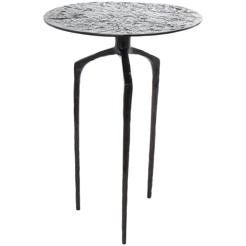 Silver, Gold or Gray Aluminum Metal Slim Textured Geometric Accent Table