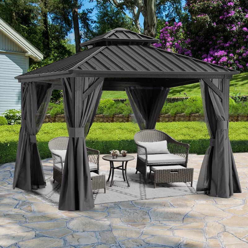 ABCCANOPY Outdoor Hardtop Gazebo with Galvanized Steel Double Roof