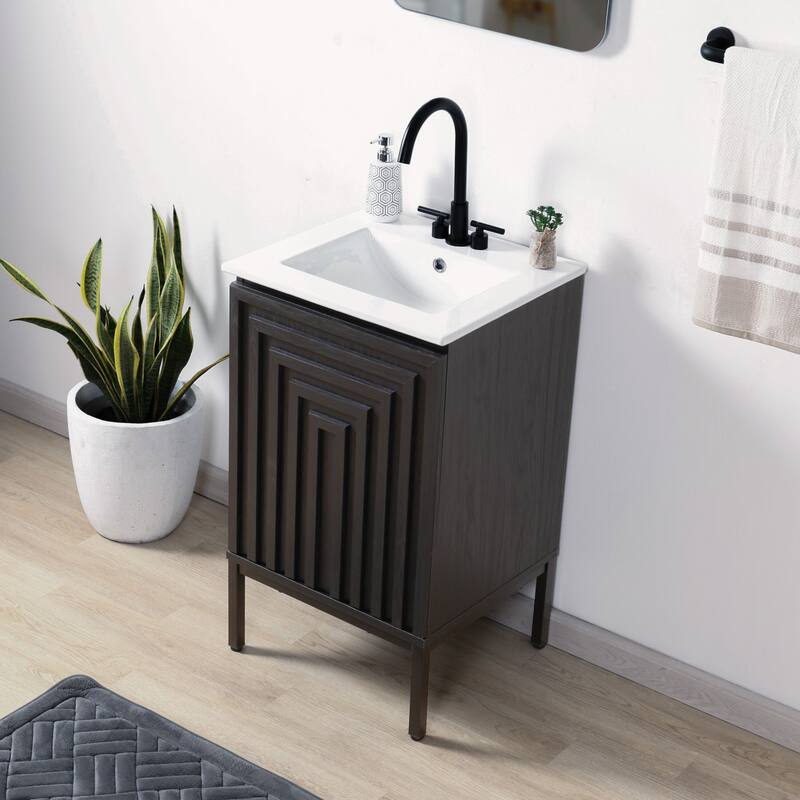 Rowan Geometric Modern Transitional 2-Shelf Bath Vanity Cabinet Only (Sink Basin Not Included), By JONATHAN Y